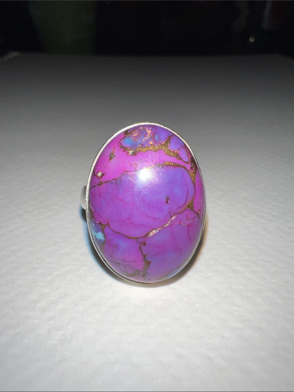 Sterling Silver Purple Mojave Turquoise Statement Ring - Picture 8 of 8